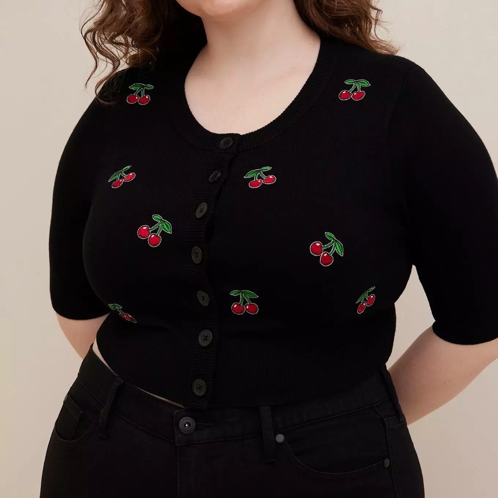 Torrid Black Cherry Embroidered Cardigan